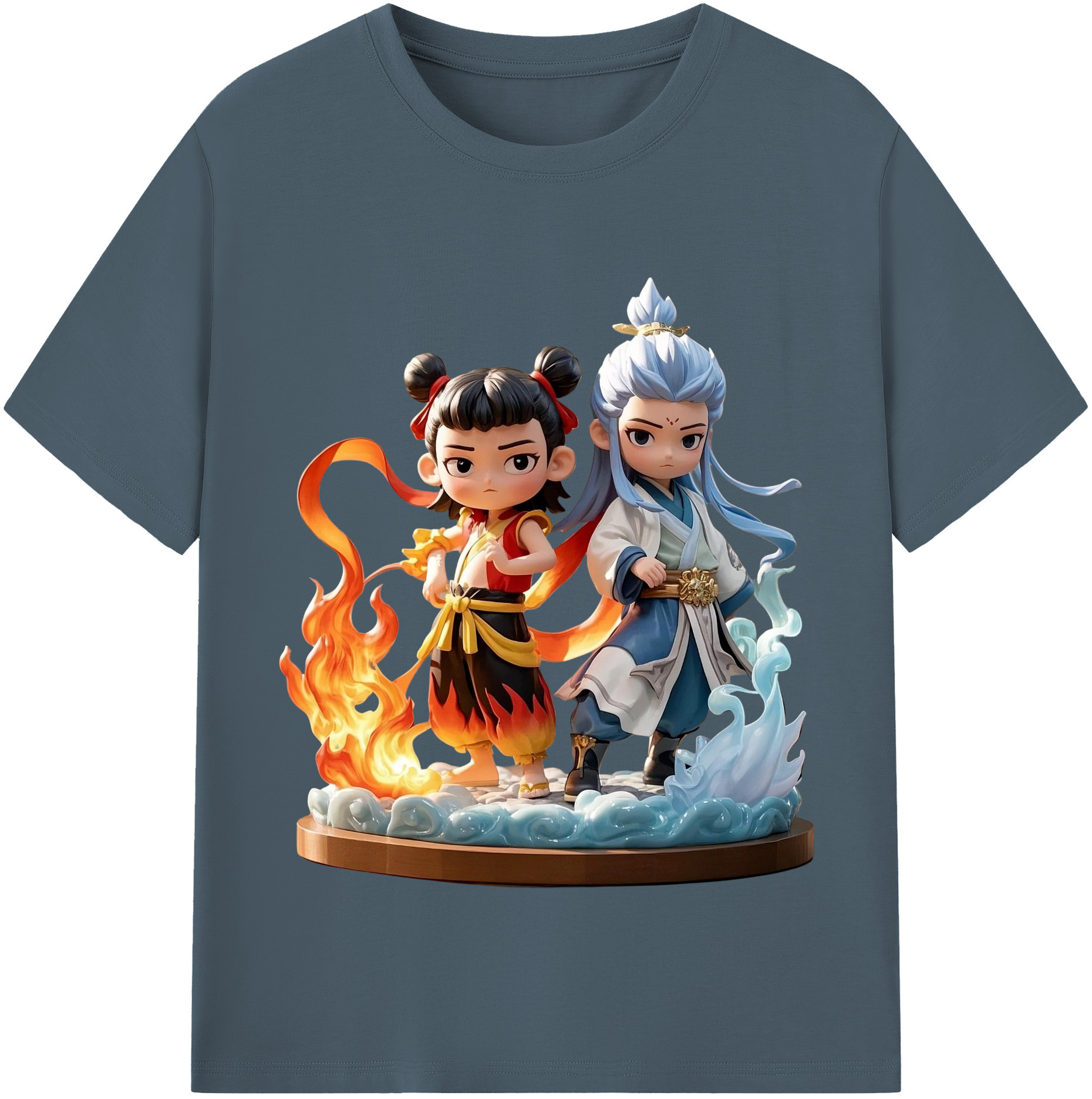 （画像用） Ne Zha 2 ナタ 魔童の大暴れ 綿100％半袖Tシャツ（フロントプリント）